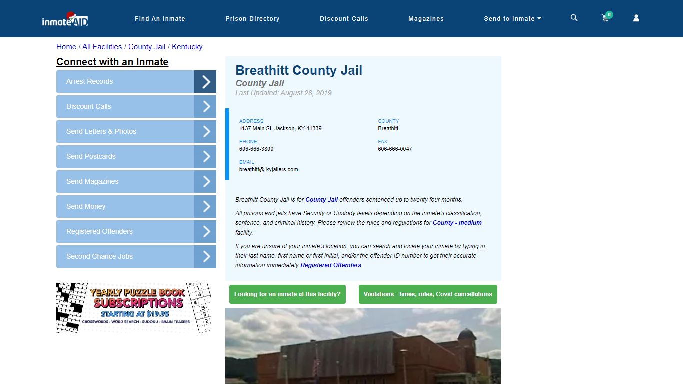 Breathitt County Jail - Inmate Locator - Jackson, KY
