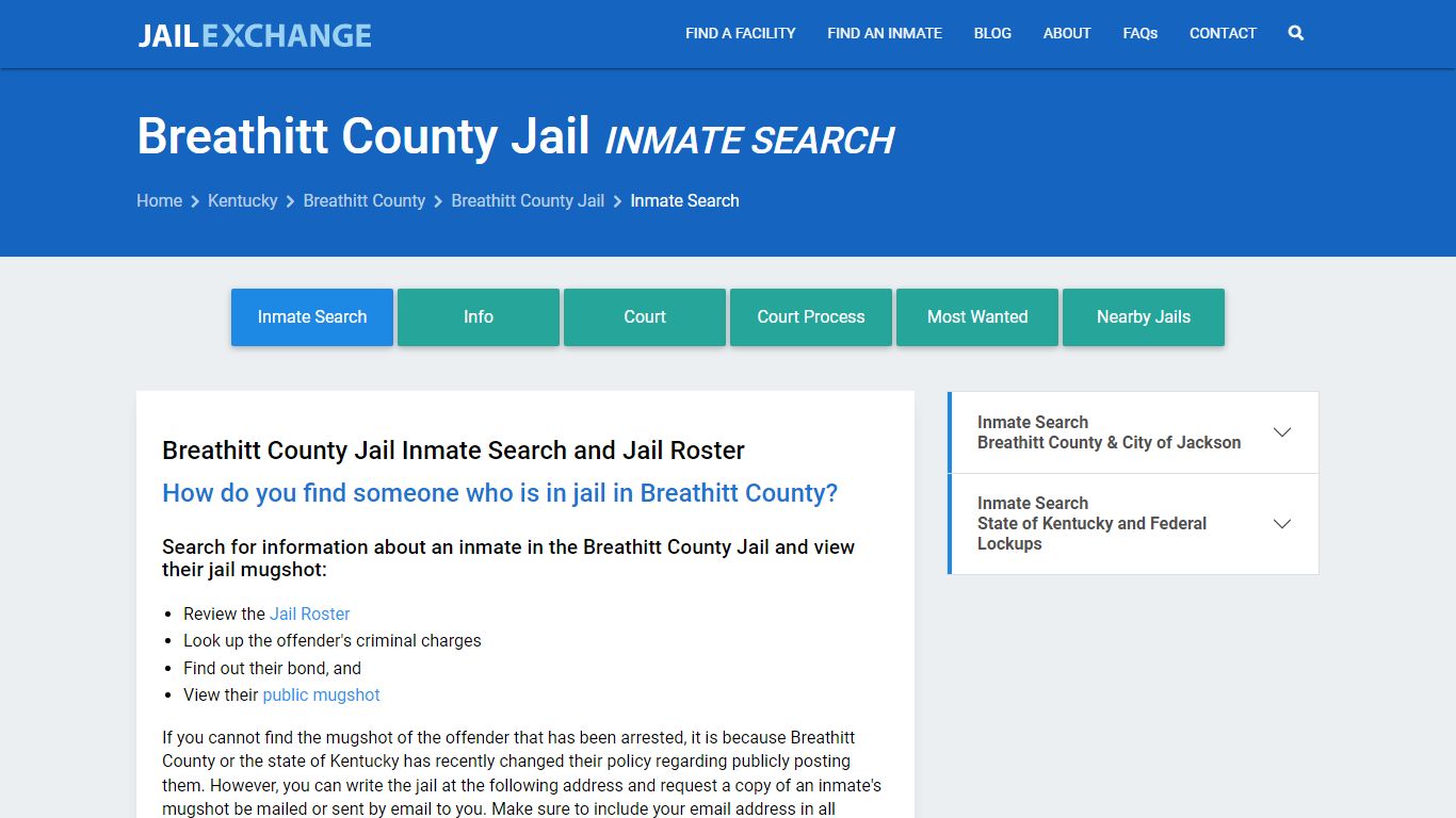 Inmate Search: Roster & Mugshots - Breathitt County Jail, KY