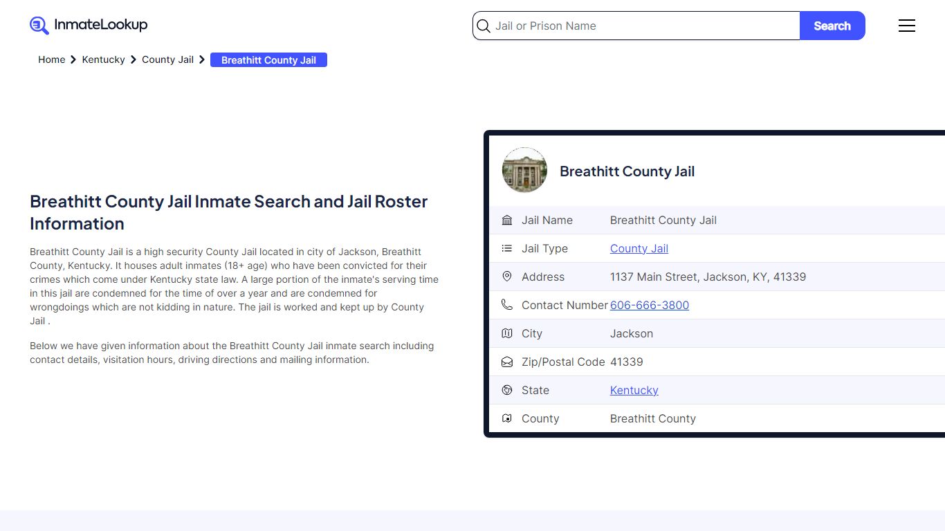 Breathitt County Jail Inmate Search and Jail Roster Information